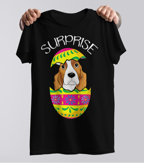 Surprise Cute Puppy Basset Hound Hatches Easter T-Shirt