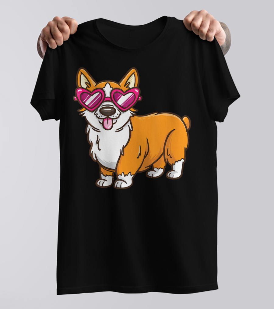 Cute Corgi Heart Sunglasses Dog Love T-Shirt