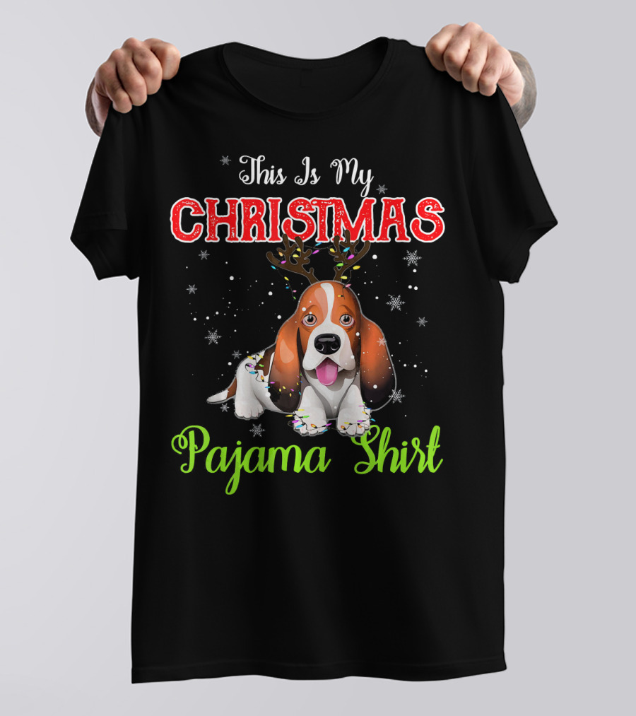 This Is My Christmas Pajama Shirt Basset Hound T-Shirt