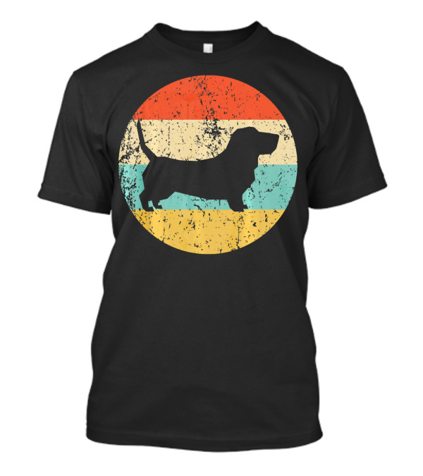 Basset Hound Vintage Retro Circle T-Shirt