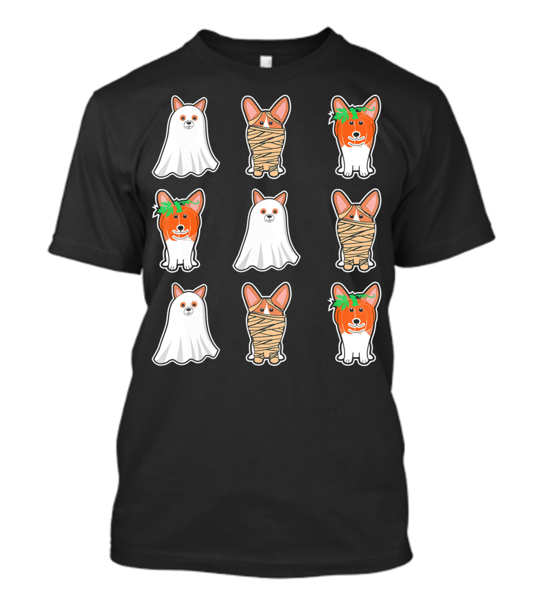 Cute Spooky Corgi Puppy Ghost Mummy Pumpkin Corgis T-Shirt