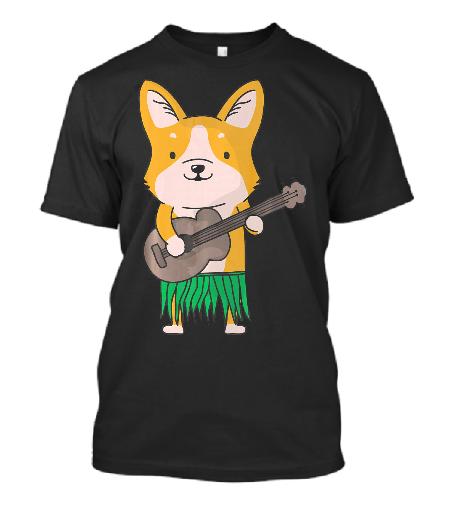 Corgi Dog Playing Ukulele In Hawaiian Luau Outfit Cute Funny Hawaii T-Shirt