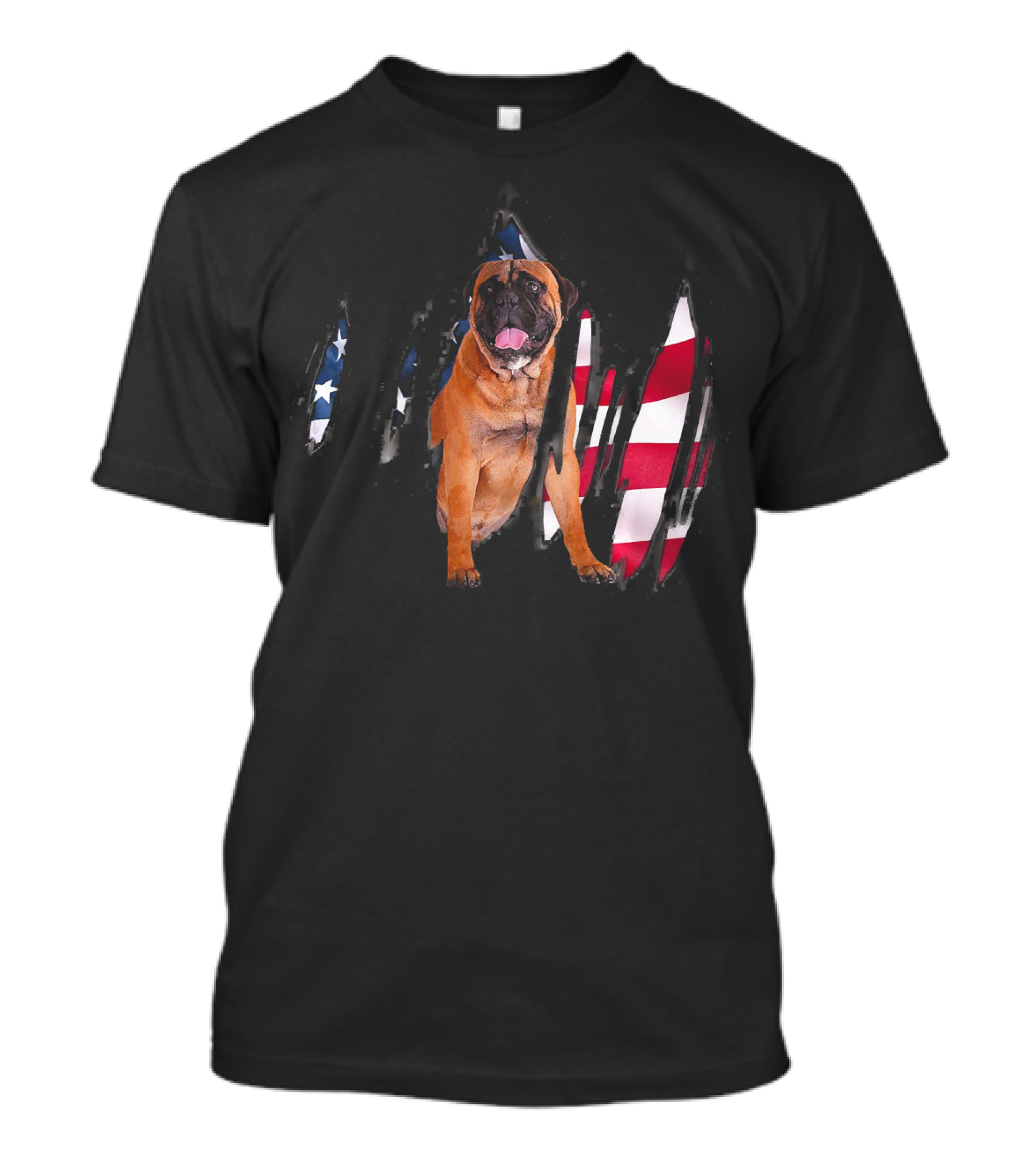 Bullmastiff With USA Flag Background T-Shirt