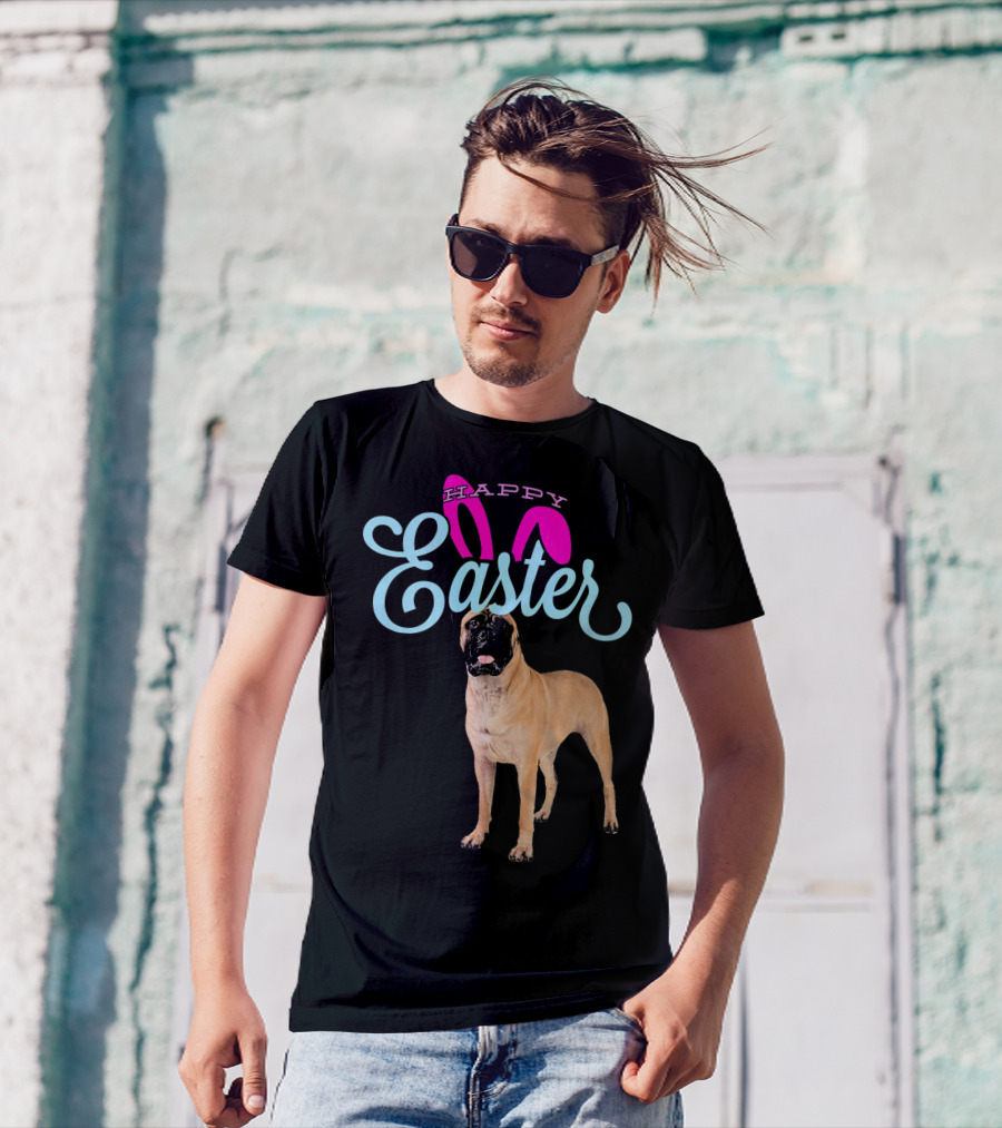 Happy Easter Bunny Bullmastiff Dog T-Shirt