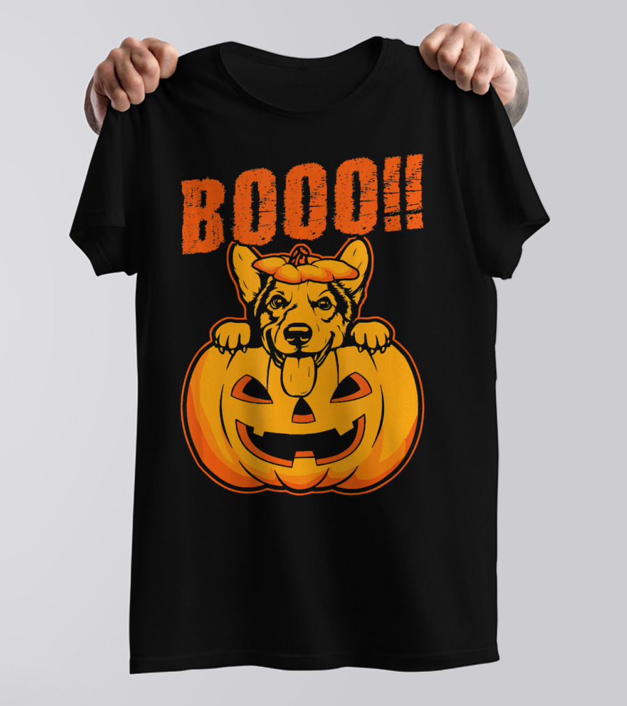 BOOO Corgi Dog Halloween Pumpkin T-Shirt