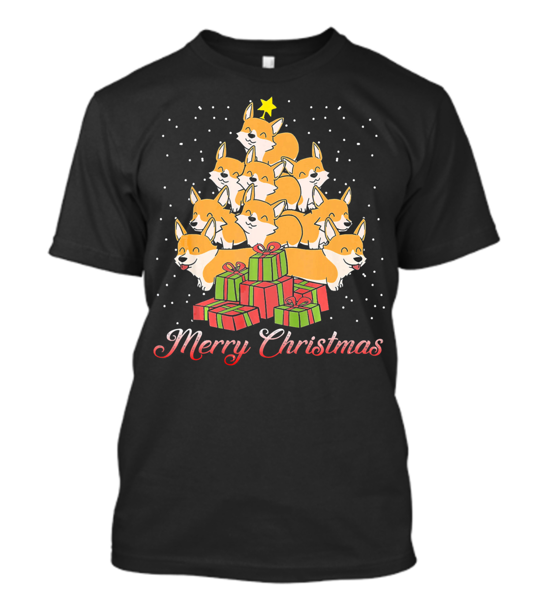 Merry Christmas Corgi Xmas Tree With Presents Dog T-Shirt