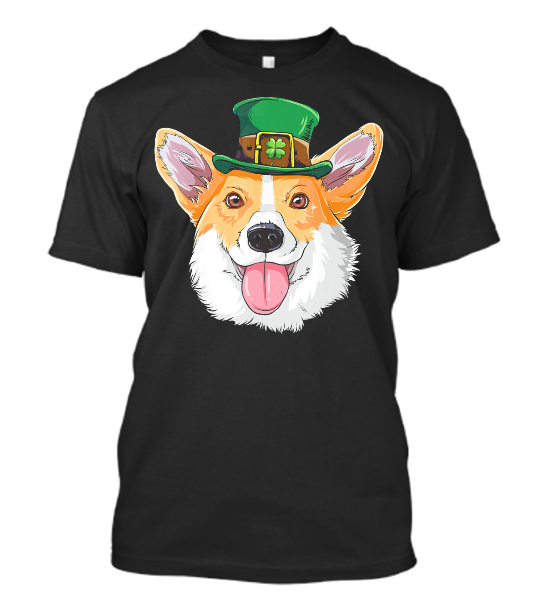 Corgi Irish Leprechaun St Patrick's Day Dog Wearing Green Hat With Shamrock T-Shirt