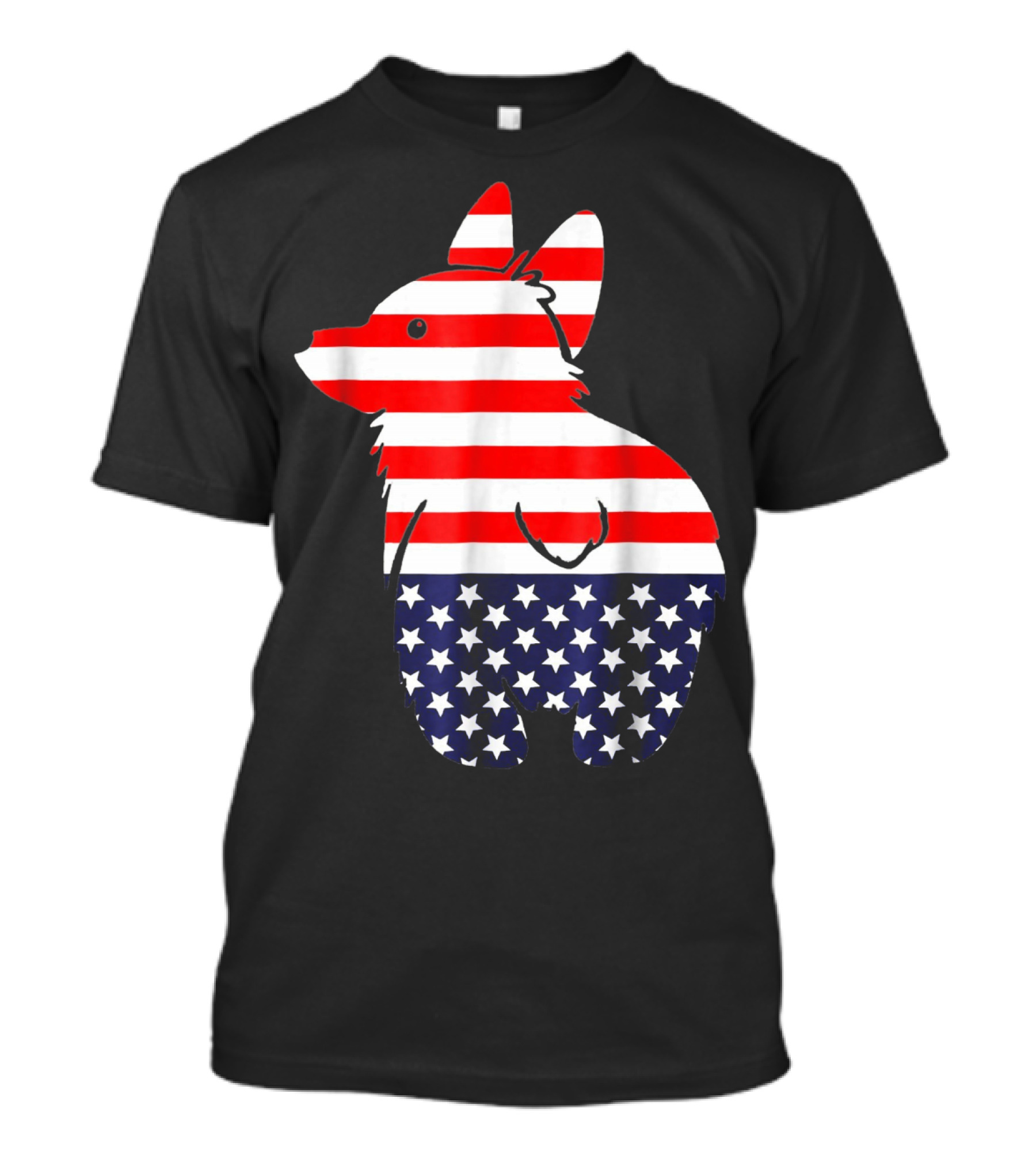 Corgi Dog USA Flag 4th July Patriotic T-Shirt