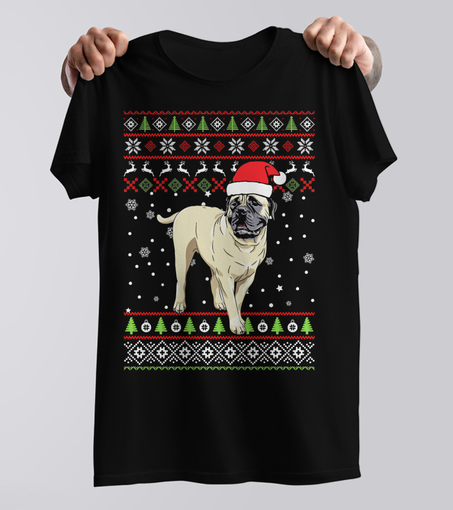 Bullmastiff Christmas Santa Hat Ugly T-Shirt