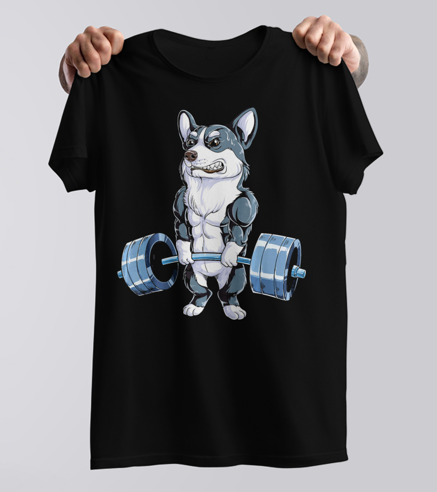 Corgi Weightlifting Funny Deadlift Muscular Dog Powerlifting T-Shirt