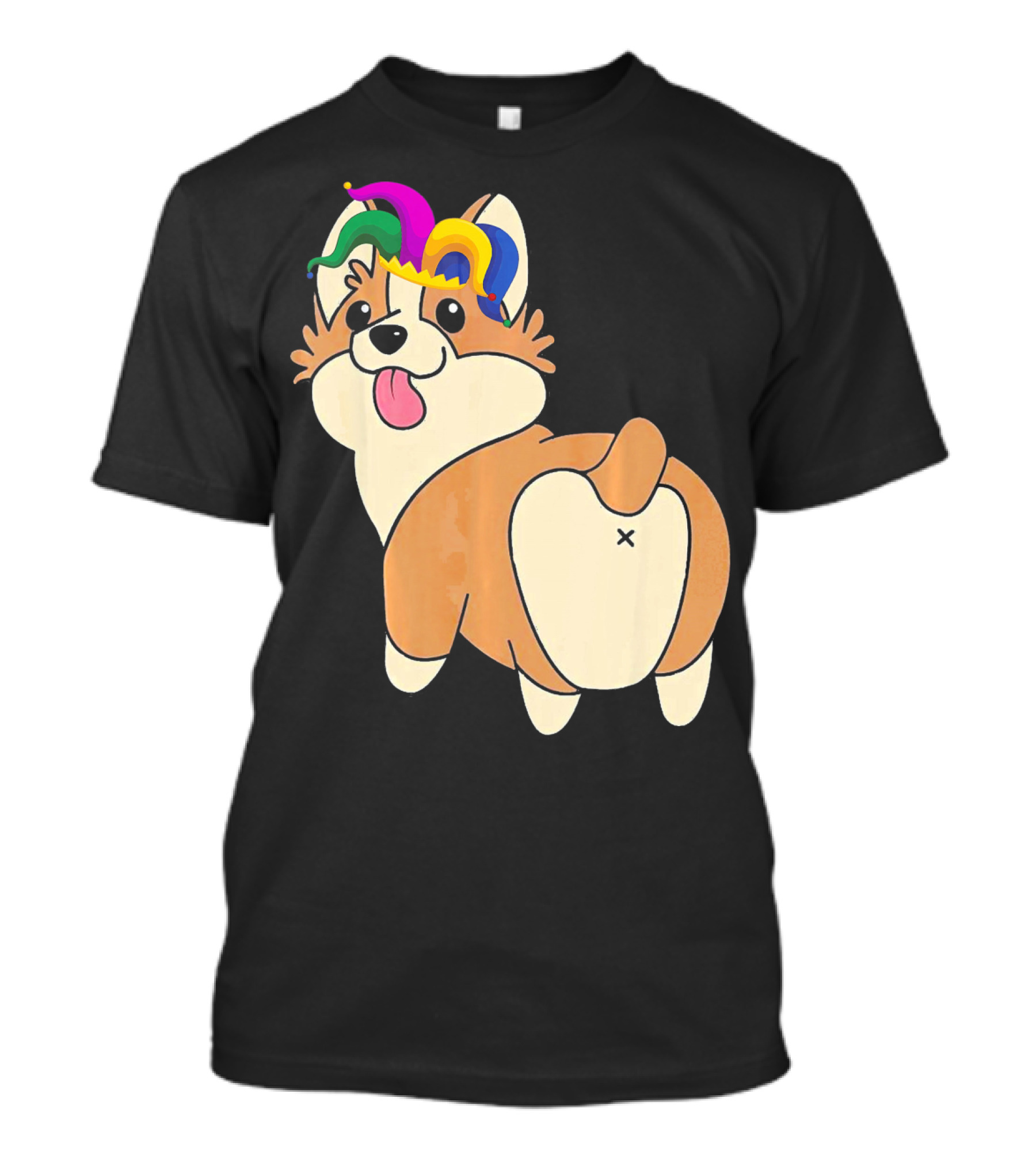 Corgi Wearing Jester Hat For Mardi Gras T-Shirt