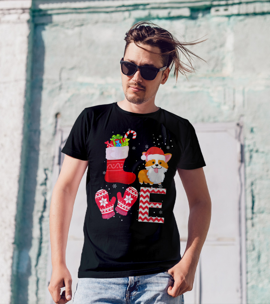 Christmas Lover Cardigan Welsh Corgi Love Festive T-Shirt