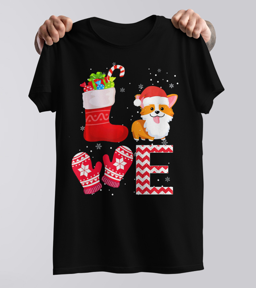 Christmas Lover Cardigan Welsh Corgi Love Festive T-Shirt