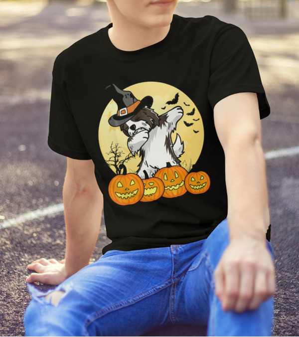 Dabbing Havanese Dab Dance Funny Dog Halloween Witch Hat Pumpkins T-Shirt