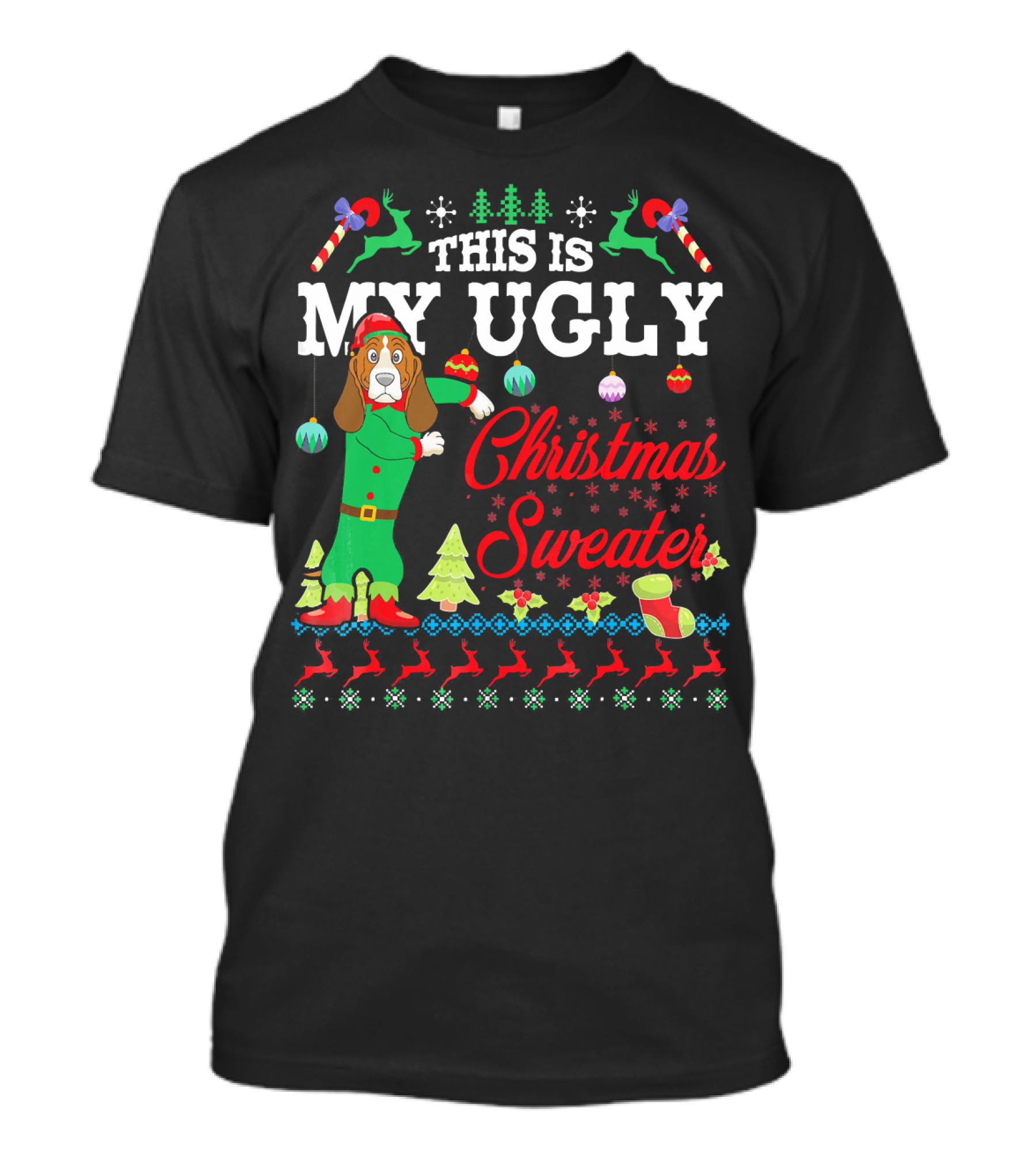 This Is My Ugly Christmas Sweater Basset Hound T-Shirt