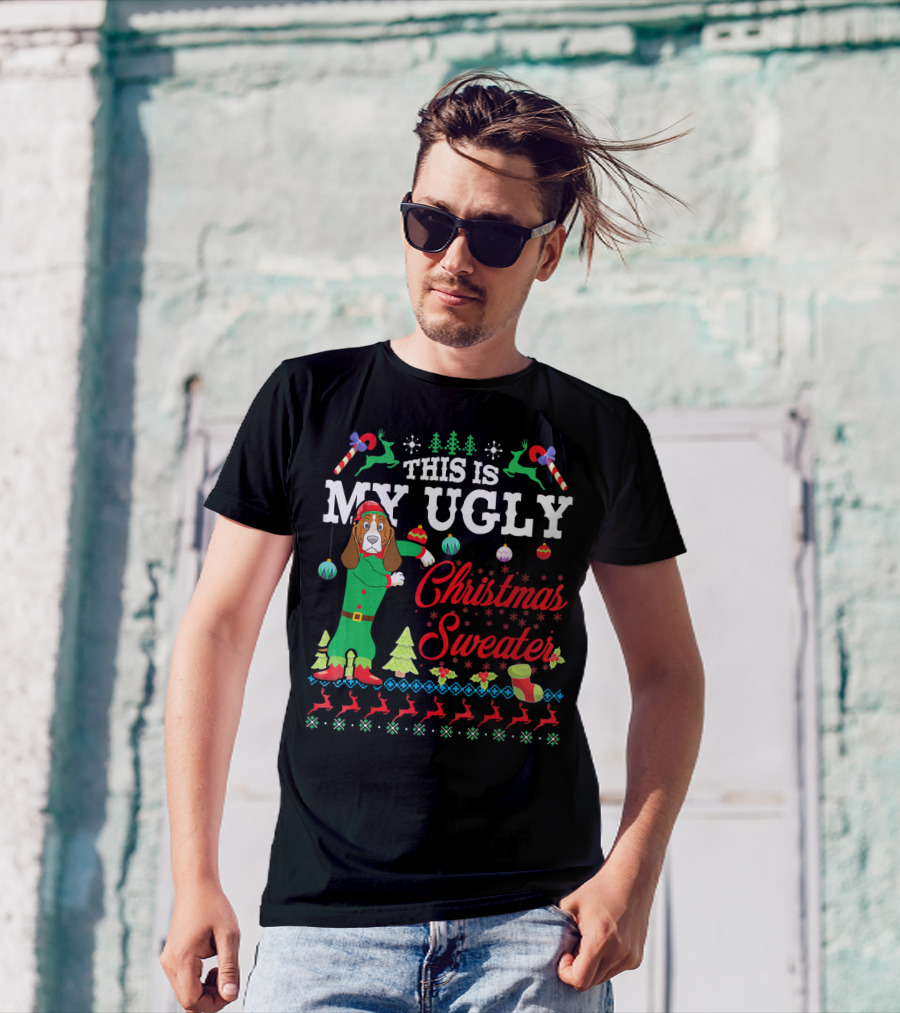 This Is My Ugly Christmas Sweater Basset Hound T-Shirt