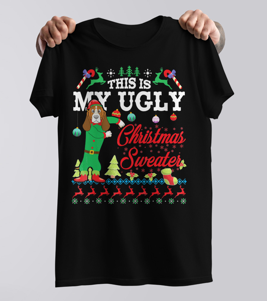 This Is My Ugly Christmas Sweater Basset Hound T-Shirt