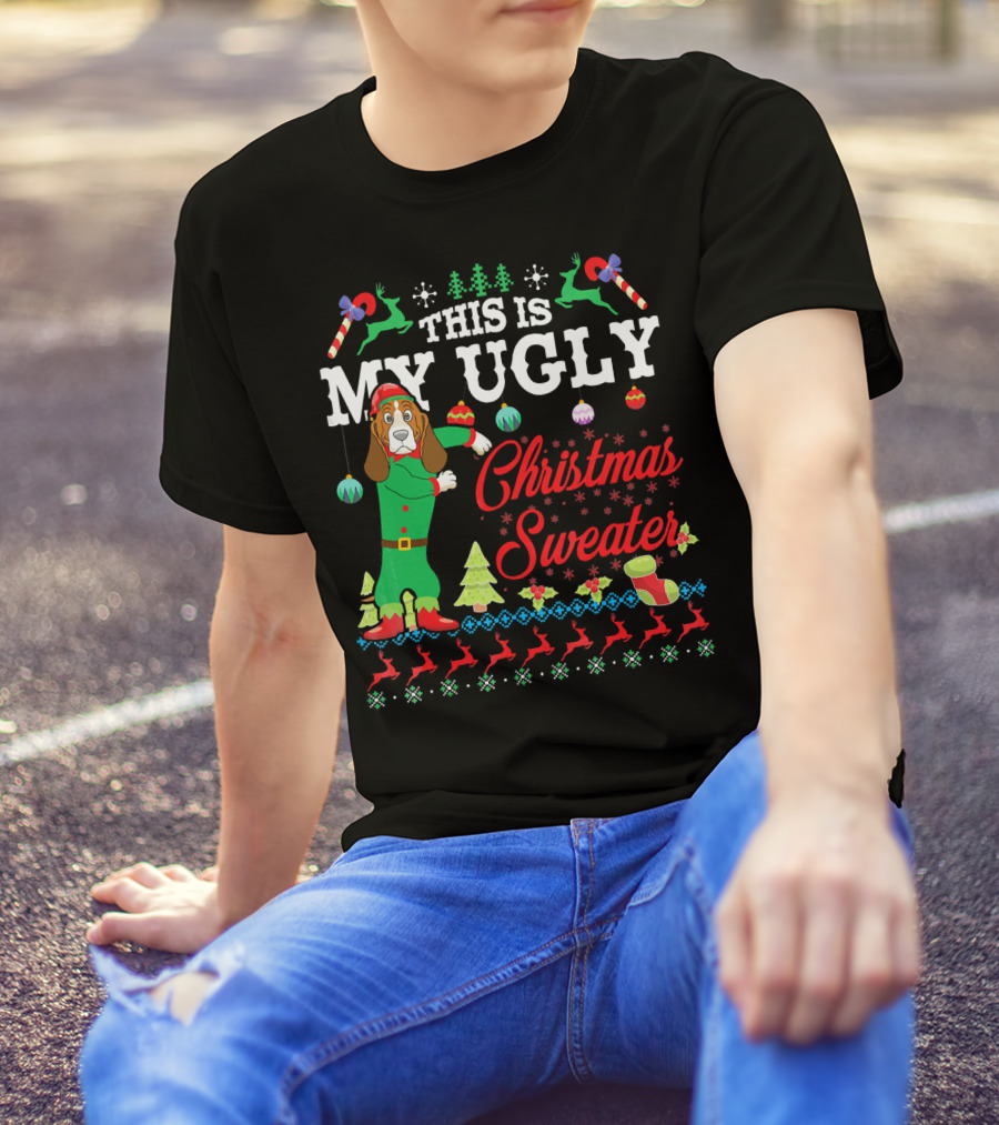 This Is My Ugly Christmas Sweater Basset Hound T-Shirt