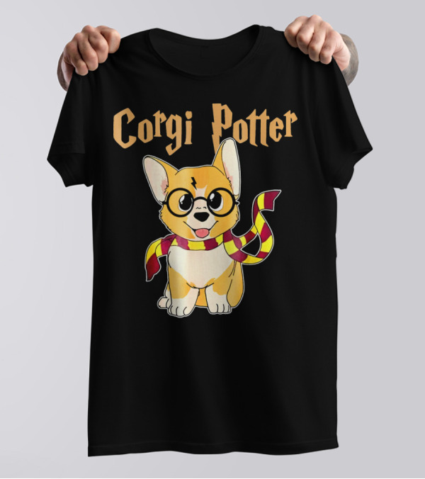 Corgi Potter Funny Corgi Lover Harry Wizard Dog Scarf T-Shirt
