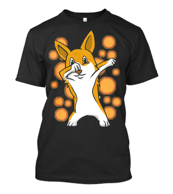 Corgi Dabbing Dog Orange Circles T-Shirt