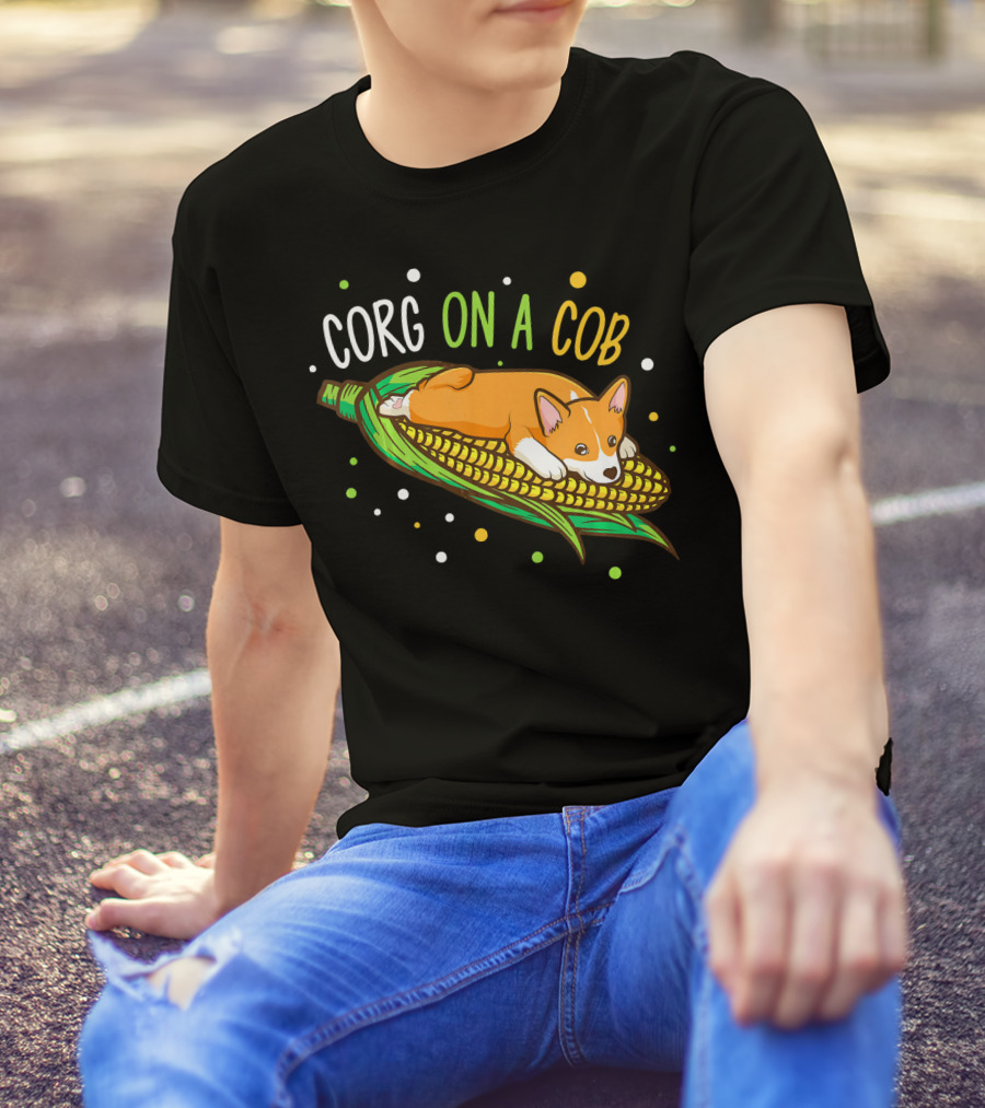 Corg On A Cob Corn Corgi Dog Pun Playful T-Shirt