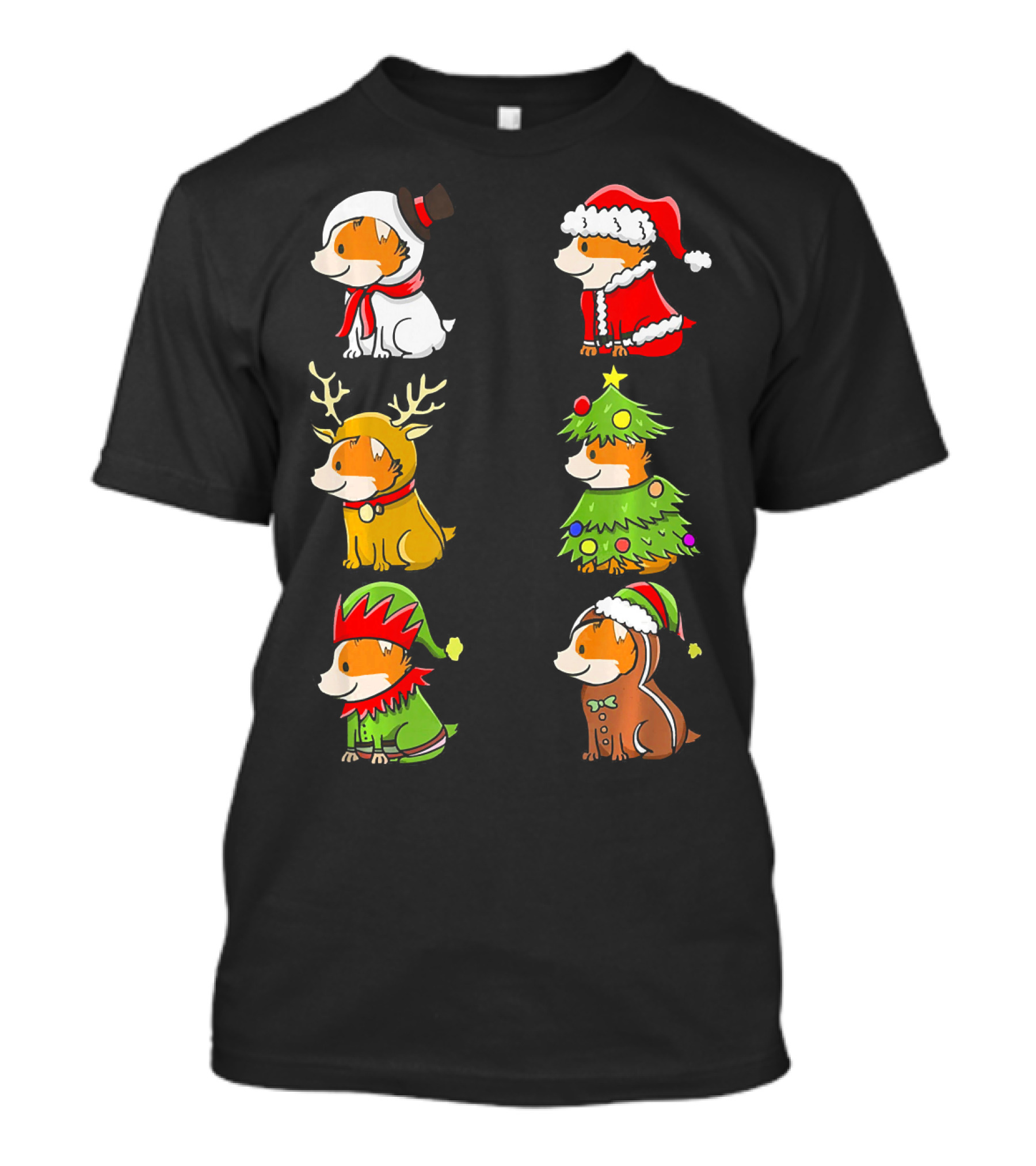 Corgi Christmas Santa Reindeer Elf Tree Gingerbread Snowman Holiday Dog Love T-Shirt