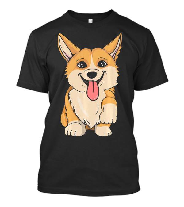 Corgi Adorable Cute Corgis Happy Tongue Out Cartoon T-Shirt