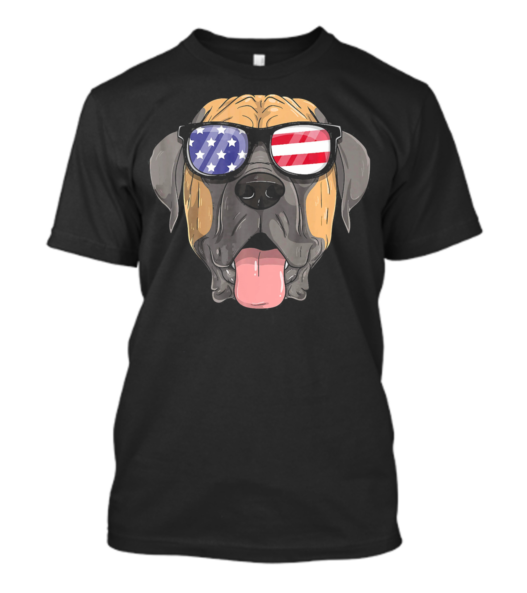 English Mastiff Patriotic USA Flag Sunglasses Dog T-Shirt