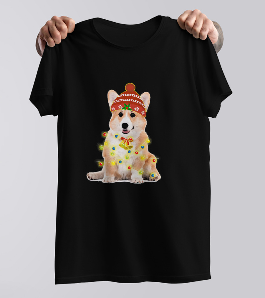 Corgi Christmas Lights Festive Holiday Sweater Hat T-Shirt