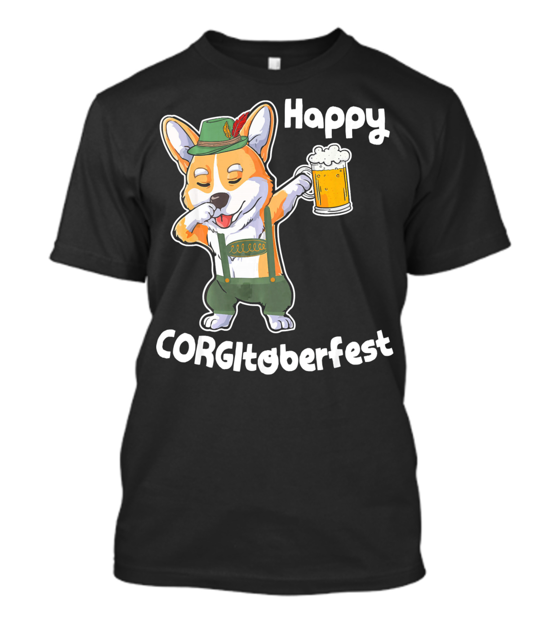 Happy Corgi Dabbing Drink Beer CORGitoberfest T-Shirt