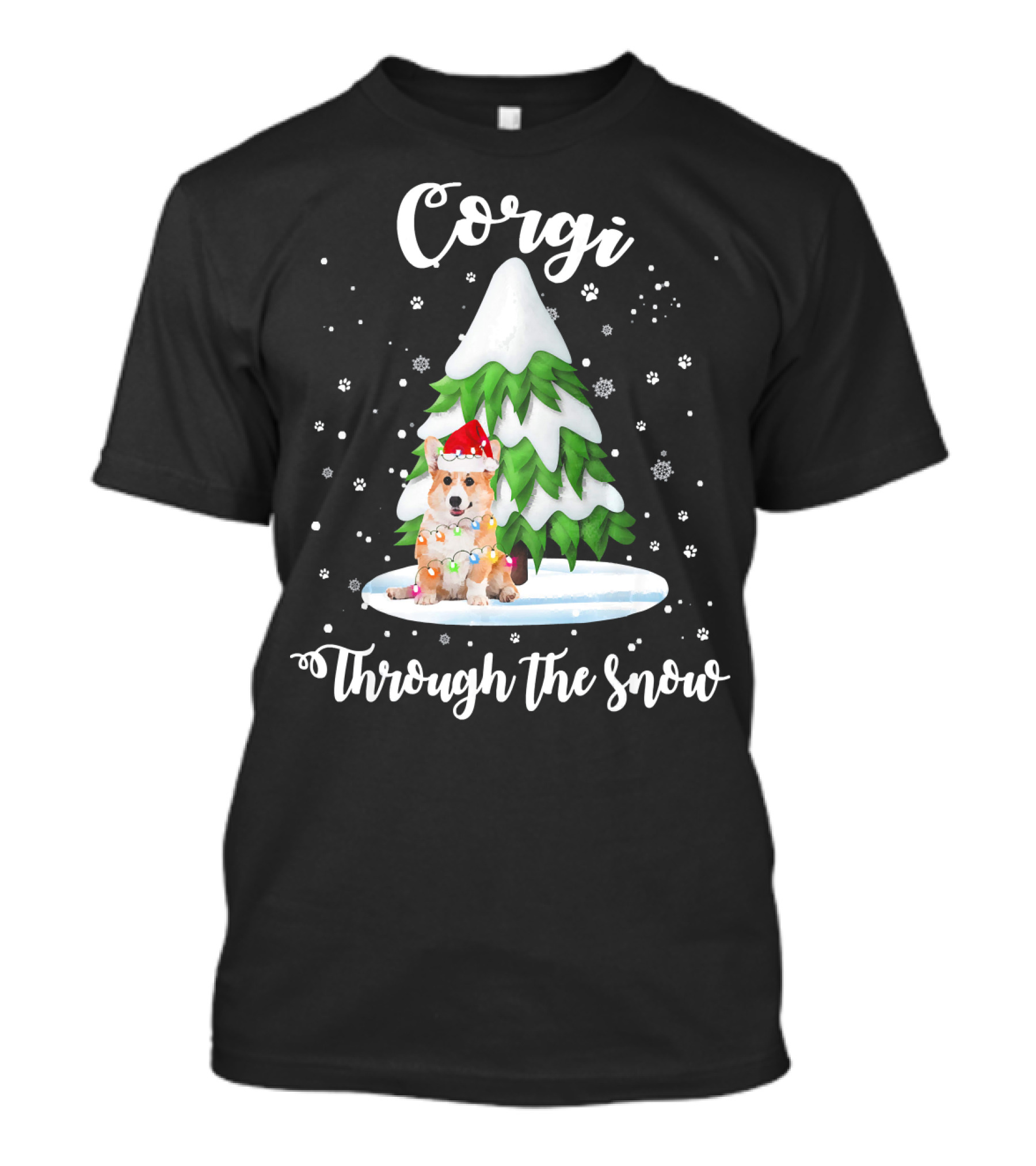Corgi Through The Snow Christmas DoHoliday Scene T-Shirt