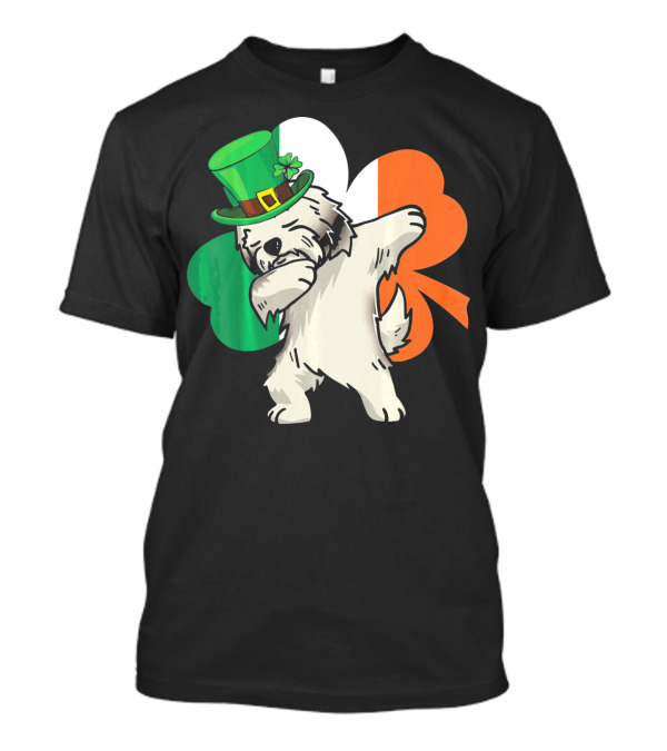 Havanese Dabbing Shamrock St Patricks With Irish Flag Colors T-Shirt