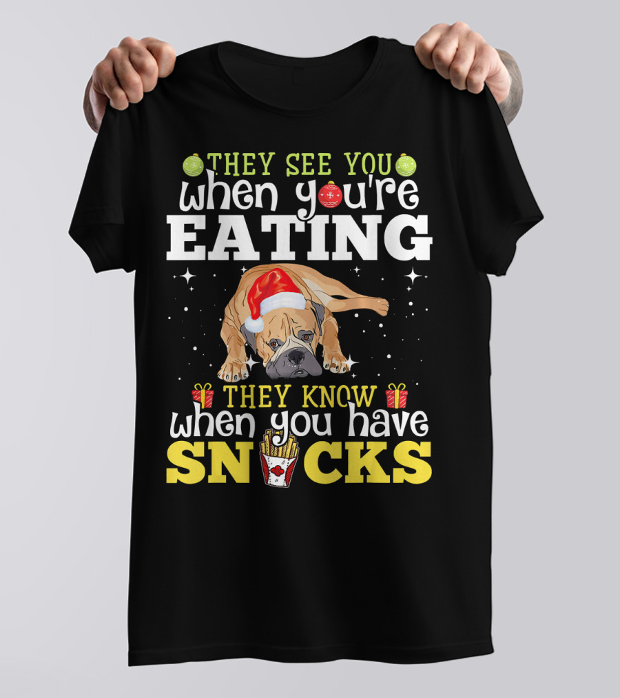 They See You When You're Eating They Know When You Have Snacks Bullmastiff T-Shirt