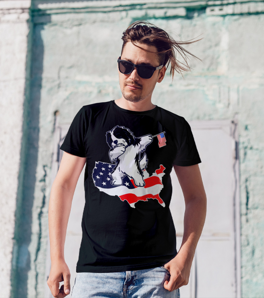 Dabbing Havanese Funny With American Flag On USA Map T-Shirt