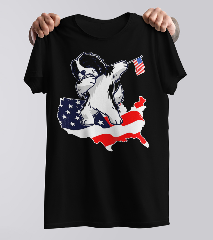 Dabbing Havanese Funny With American Flag On USA Map T-Shirt