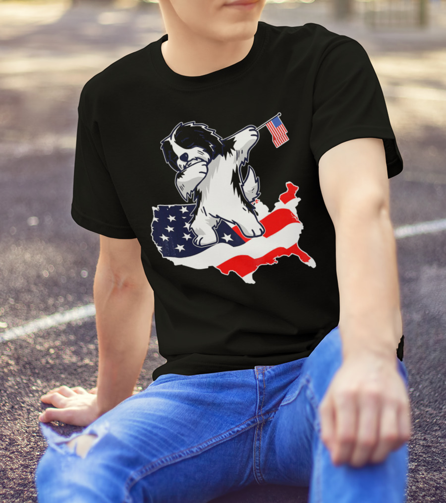 Dabbing Havanese Funny With American Flag On USA Map T-Shirt