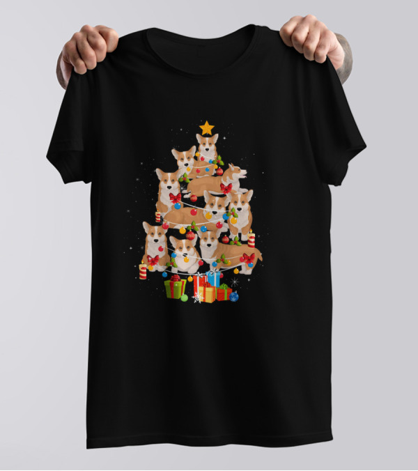 Corgi Christmas Tree Funny Corgi Holiday Gift Festive Decor T-Shirt