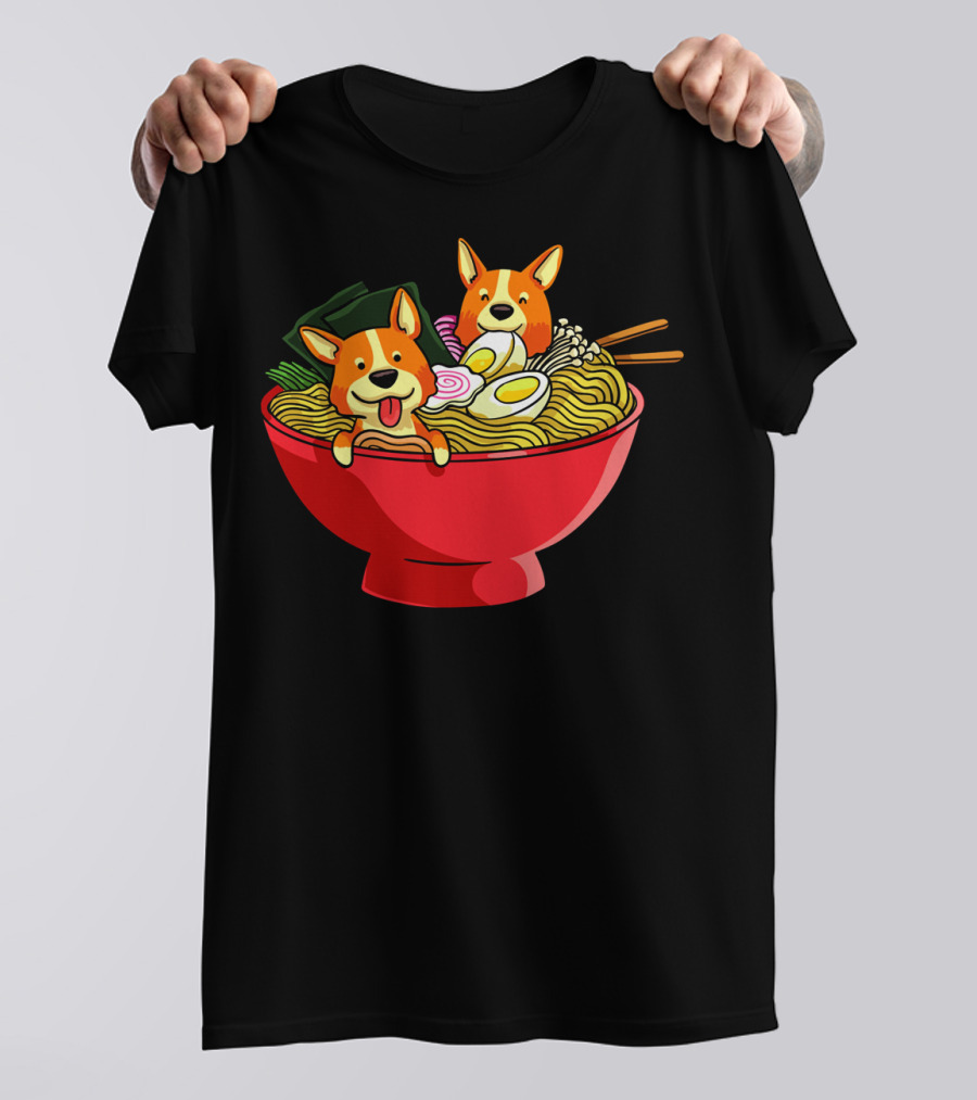 Cute Anime Corgi In Kawaii Ramen Bowl T-Shirt