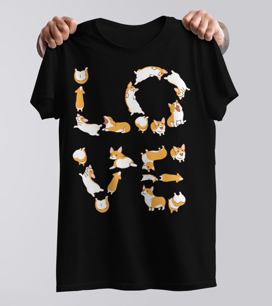Cute Love Corgi Birthday Poses With Playful Dogs T-Shirt