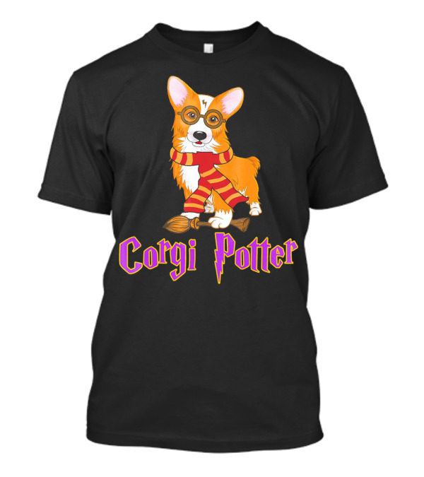 Corgi Potter Christmas Wizard Dog T-Shirt