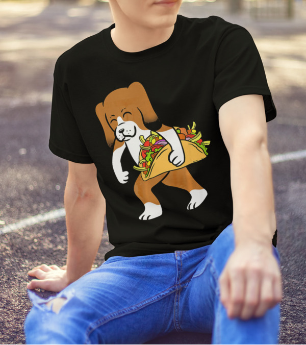 Basset Hound Carrying Taco Mexican Food Delight T-Shirt