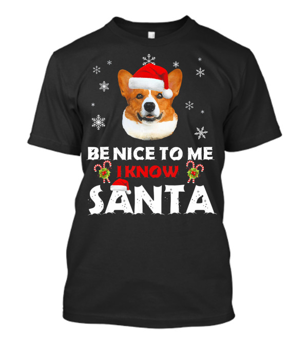 Be Nice To Me I Know Santa Corgi T-Shirt