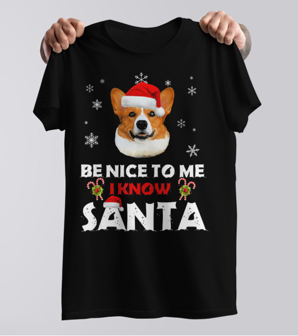 Be Nice To Me I Know Santa Corgi T-Shirt