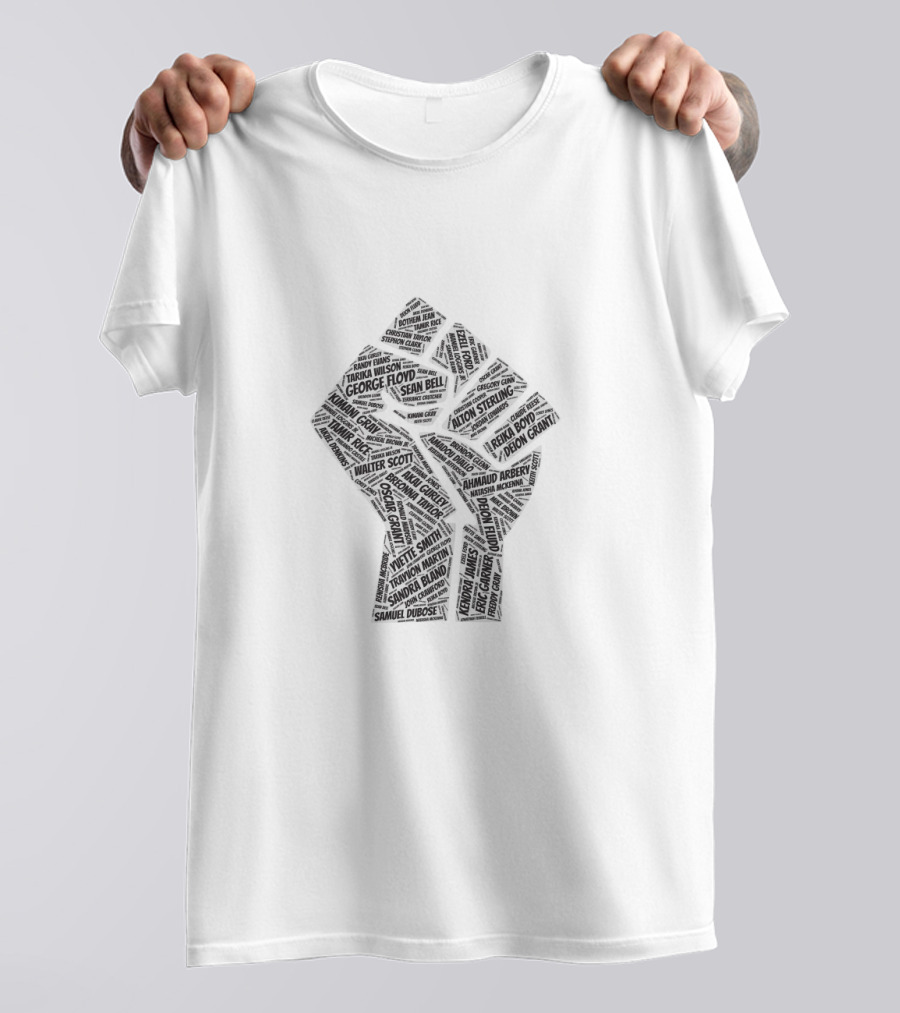 We Need Justice Black Lives Matter Raised Fist Names Of Victims T-Shirt