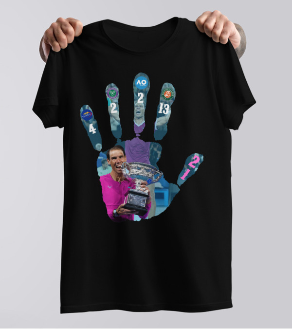 Nadal Champion 21 Hand Grand Slam Titles Victory T-Shirt