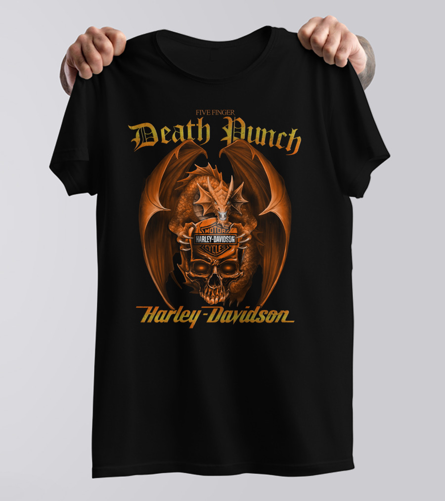 Five Finger Death Punch Harley Davidson Dragon Skull T-Shirt