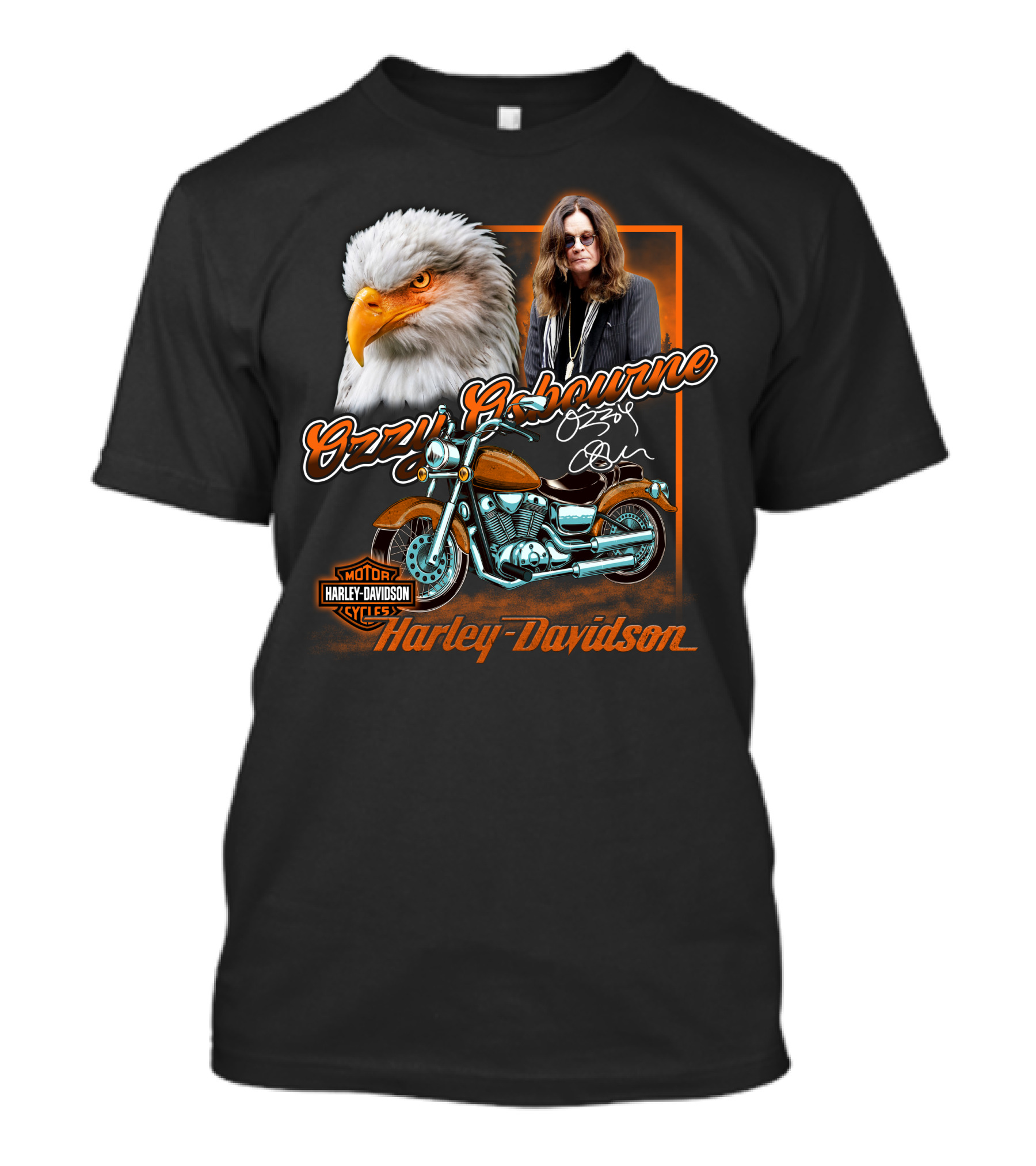 Ozzy Osbourne Harley Davidson Motorcycles Eagle And Motorcycle T-Shirt