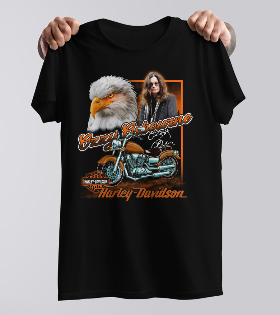 Ozzy Osbourne Harley Davidson Motorcycles Eagle And Motorcycle T-Shirt