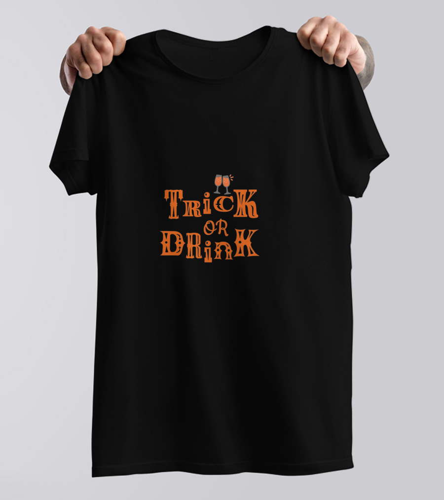 Trick Or Drink Halloween Celebration With Clinking Glasses T-Shirt