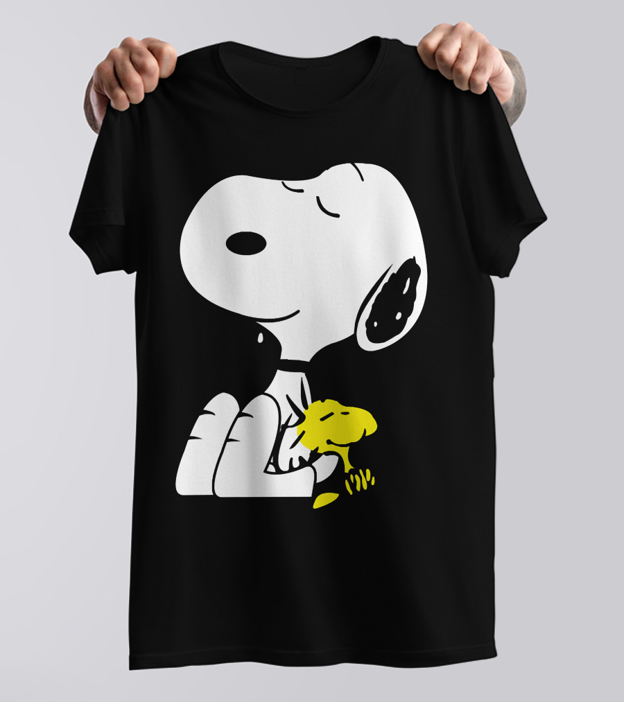Snoopy Sleep In Peace With Woodstock Sleeping In Black And White Peanuts Comic T-Shirt
